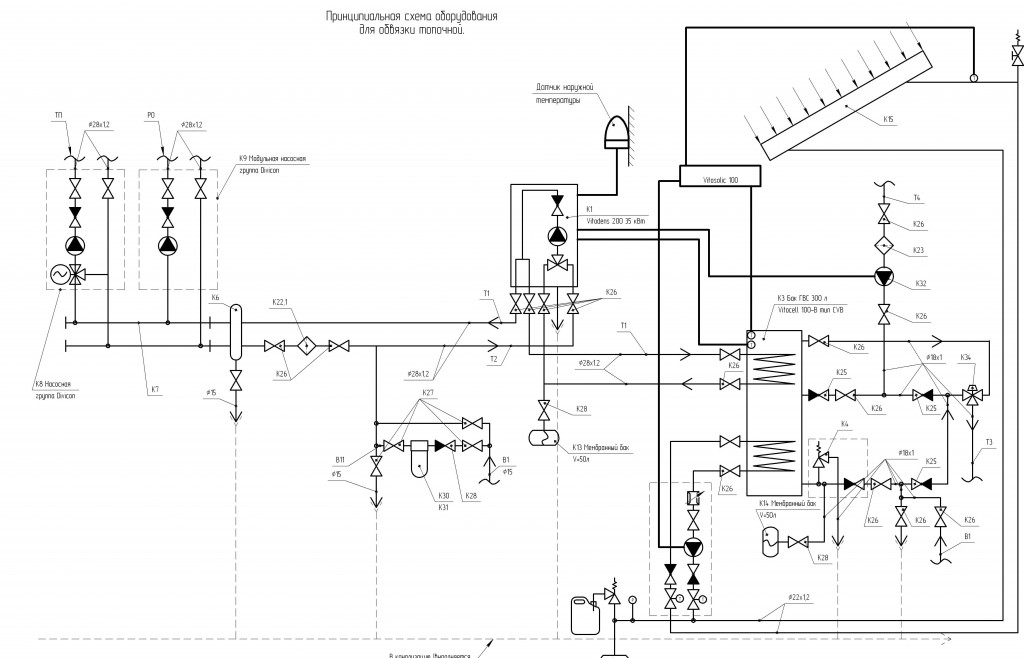 Схема проекта системы отопления с газовым конденсационным котлом